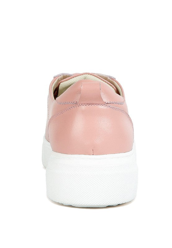 Magull Solid Lace Up Leather Sneakers